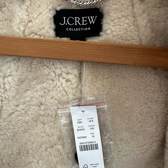 J. Crew Limited Edition Silver Metallic Cropped Leather and Shearljng Jacket - Picture 4 of 8